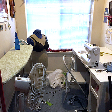 This is where Katie sews; creates all of her art, makes examples for the podcast, records and writes for the podcast, and does a little graphic design work.