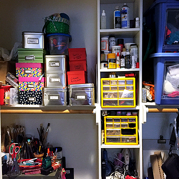 This is the closet where Katie keeps the bulk of her art supplies and tools.