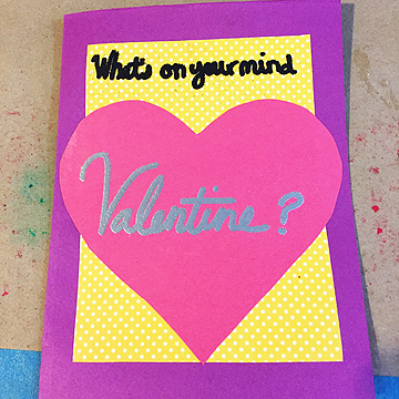 Katie decided to do funny reveals for this project by captioning the thoughts people were having in vintage photographs. Using the phrase “What’s on your mind, Valentine?” on the front of the card sets up the reveal when people open their cards.