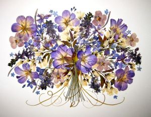 This is the pressed flower art of Kerstin Stinson. It is gorgeous! Her webstite is kerstinstinson.com but appears to be over bandwidth at the time of this episode. Check back often and search for her on Pintrest to see more of her stunning work.
